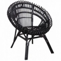 Sun armchair in black lacquered rattan