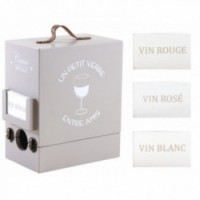 Caja de vino Cubi en madera gris 3 litros