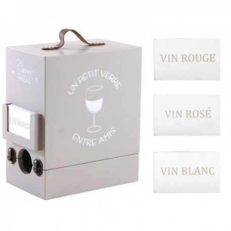 Boîte à cubi de vin en bois gris 3 litres