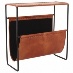 Porte-revues en métal et cuir