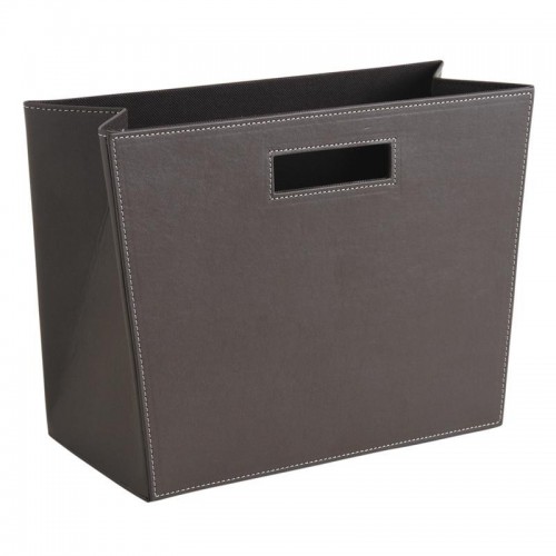 Rectangular journal holder in faux leather brown with handle design sitting salon