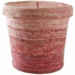 Cesto de ropa de maíz rosa con tapa