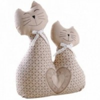 Cale-porte deux chats en coton et lin