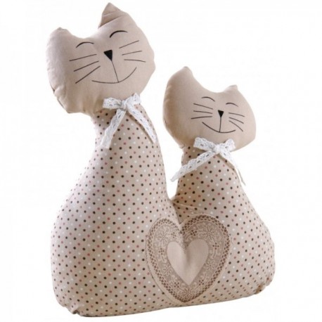 Door stopper two cats in cotton and linen