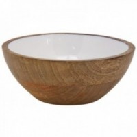 Round salad bowl in wood and resin Ø 18 cm
