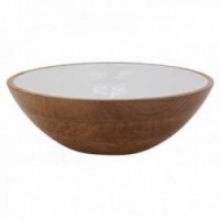 Round salad bowl in wood and resin Ø 30 cm