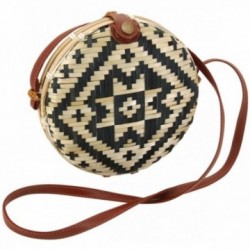 Round bamboo handbag with...