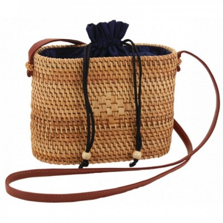 Rattan handbag with shoulder strap