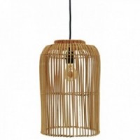 Okrągły abażur do powieszenia w naturalnym rattanie