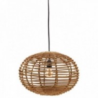 Round shade for hanging in openwork natural rattan