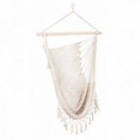 Hanging cotton hammock chair with fringe