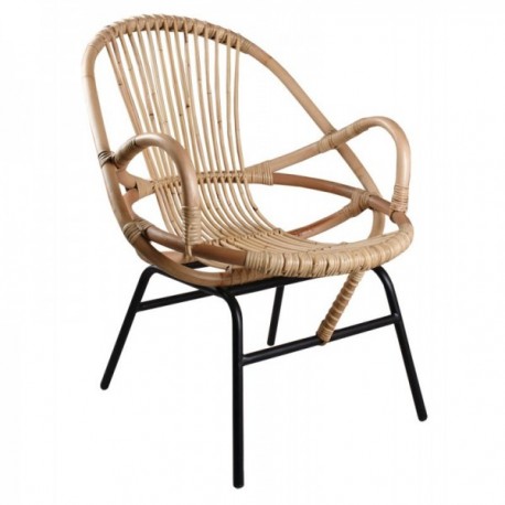 Shell armchair in natural rattan