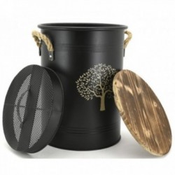 Runder Metallpellet-Eimer mit Deckel, Staubwiederherstellung "Baum"