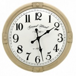 Reloj en madera tallada y metal esmaltado "Grand Hotel"
