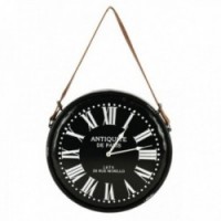 Clock in black lacquered metal to hang "Antiquities of Paris"