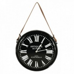 Horloge en métal noir laqué à suspendre "Antiquités de Paris"