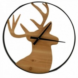 Relógio de parede cervo em madeira e metal