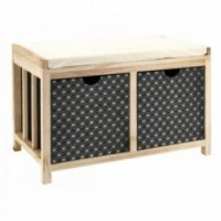 2-drawer wooden bench with cushion