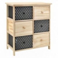 Chest of 6 drawers in black and natural wood