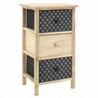 Chest of 3 drawers in black and natural wood