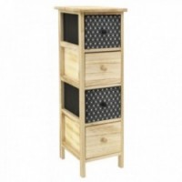 Chest of 4 drawers in black and natural wood