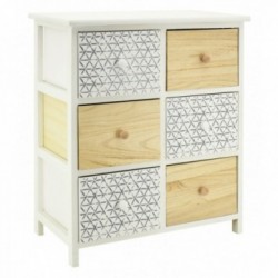 Dresser 6 laden natuurlijk hout en wit Scandinavische stijl grote opslag meubels room design elegant en modern