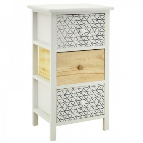 Chest of 3 drawers in white and natural wood