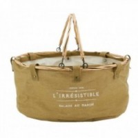 Cotton and wicker oval shopping basket