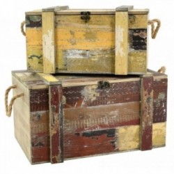Kisten van gerecycled hout - Set van 2