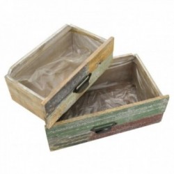 Recycled Wood Drawer Baskets - Set of 2