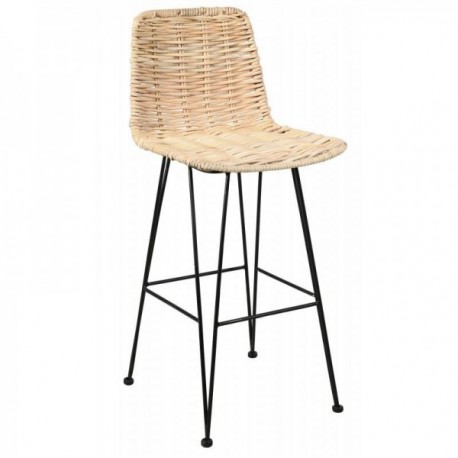 Natural rattan and metal bar stool