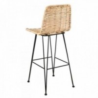 Naturalny stołek barowy rattanowy i metal