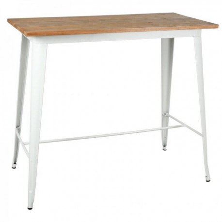 White metal industrial high table with wooden top
