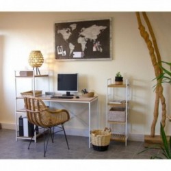 Valkoinen lakattu metalli toimisto ja puu + hyllyt