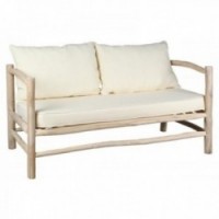 2-seater wooden branch sofa with cushions