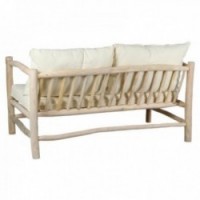 2-seater wooden branch sofa with cushions