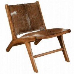 Sessel aus Holz und Ziegenleder