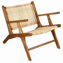 Armchair in wood and cane
