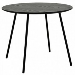 Mesa de centro redonda en madera negra con patas de metal