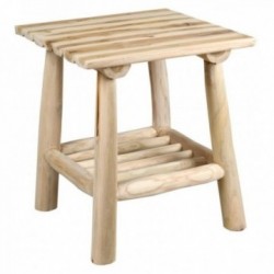Mesa lateral quadrada em madeira crua natural
