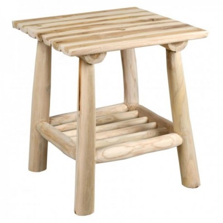 Square side table in natural raw wood