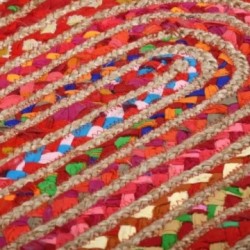 Multicolored oval rug in jute and cotton