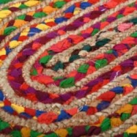 Tapete oval multicolor em juta e algodão 120 x 180 cm