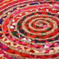 Monivärinen pyöreä matto juutilta ja puuvillaa Ø 120 cm