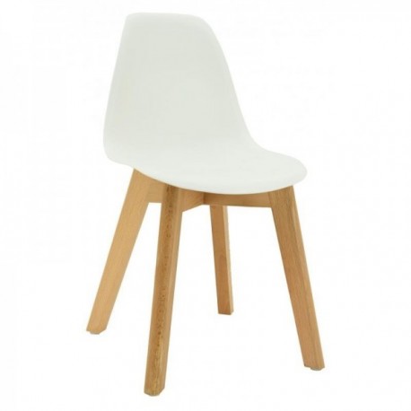 Chaise enfant scandinave blanche pieds en bois