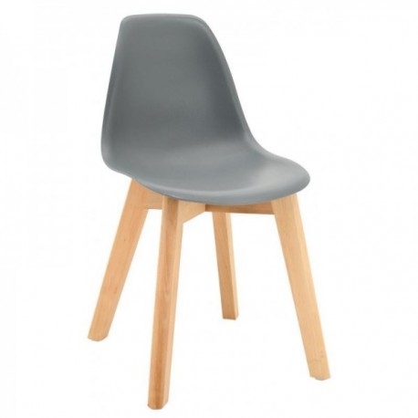 Gray scandinavian children's chair with wooden legs