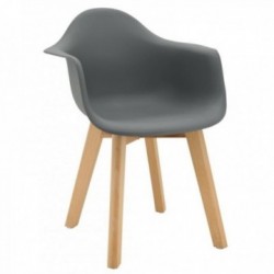 Fauteuil enfant scandinave gris pieds en bois
