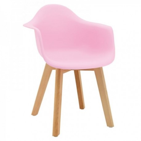 Scandinavian children's armchair pink wooden legs