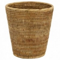 Round wastepaper basket in natural rattan
