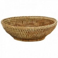 Oval bread basket in natural rattan
